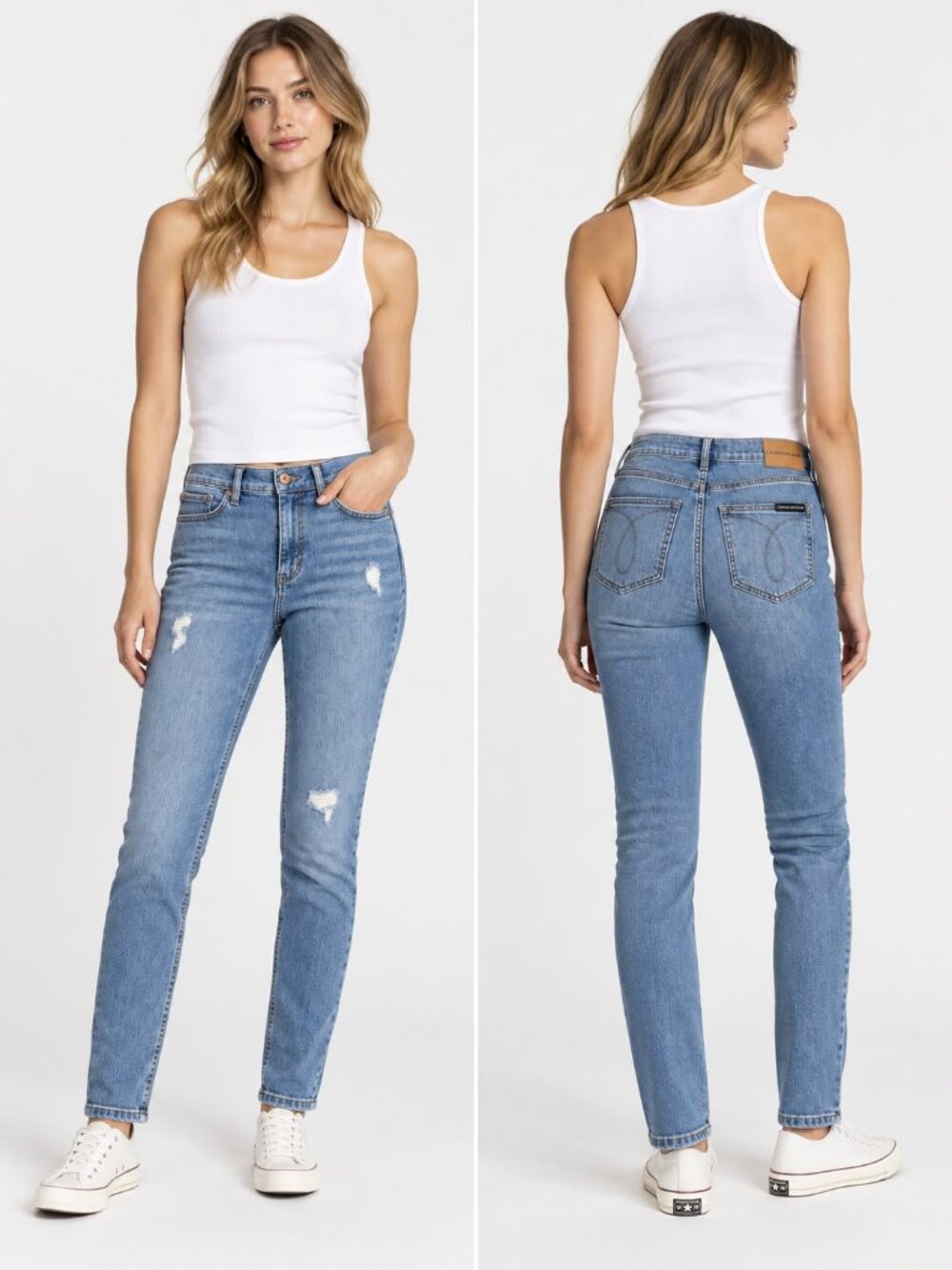 Calvin Klein Jeans Women’s Skinny Ankle Jeans Size 8/29 Light Wash Distressed